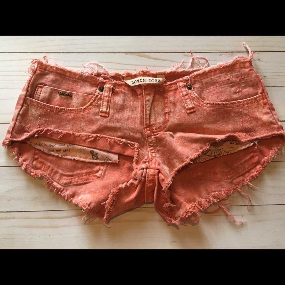 Loving life orange Jean shorts size 0